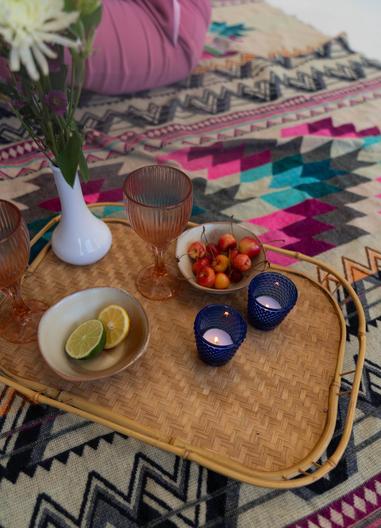 Vintage Bamboo Trays- Pink Pueblo Designs