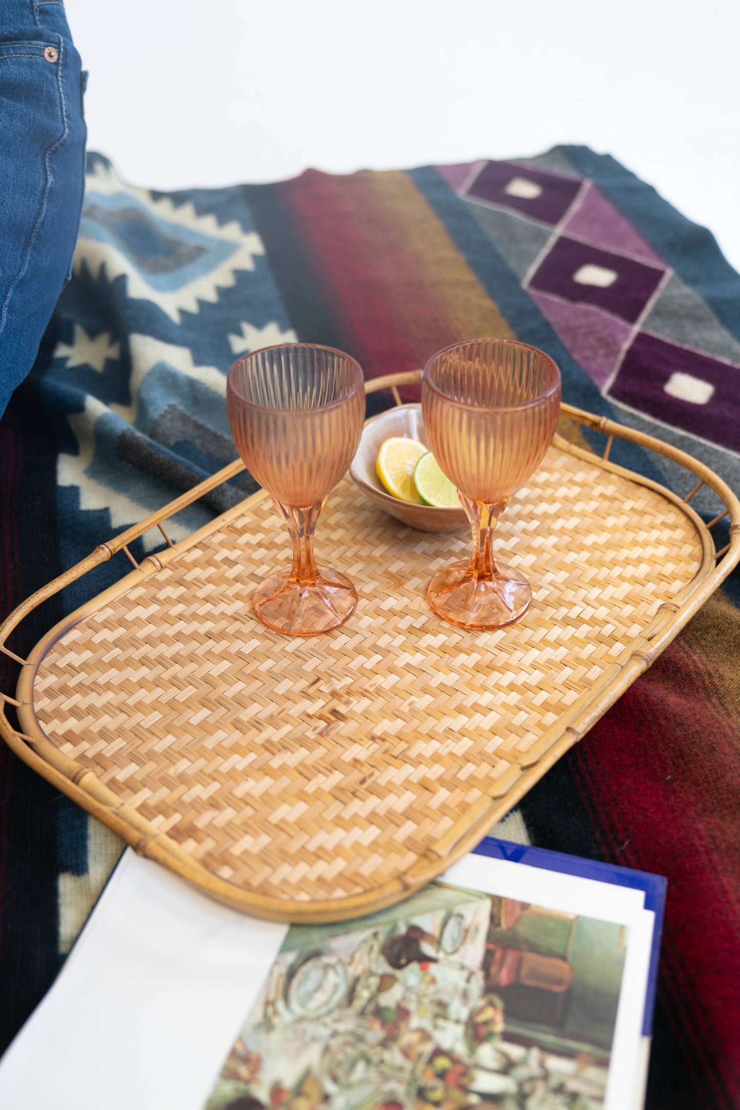 Vintage Bamboo Trays- Pink Pueblo Designs