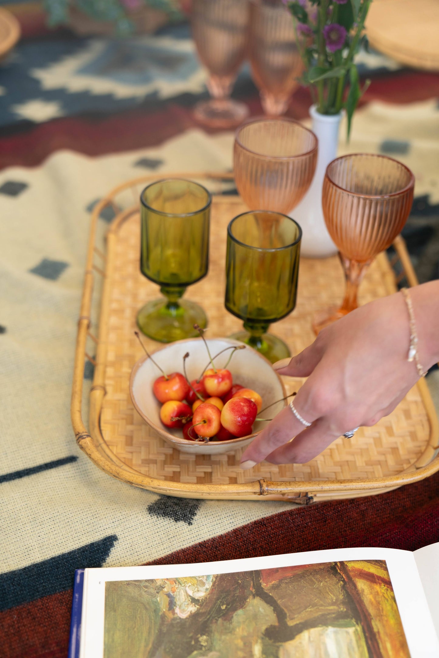 Vintage Bamboo Trays- Pink Pueblo Designs