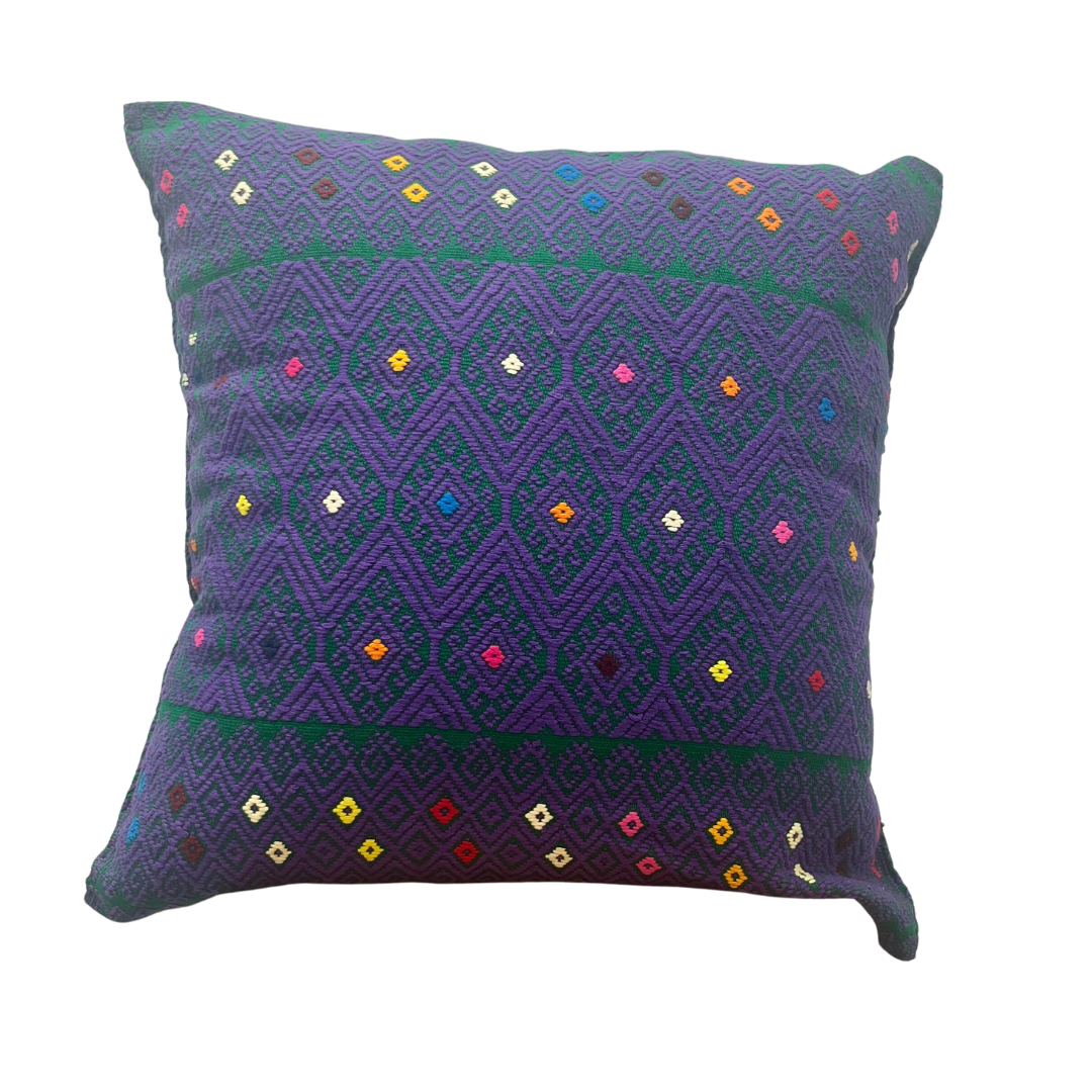 Blue embroidered holbox throw pillow- Pink Pueblo Designs
