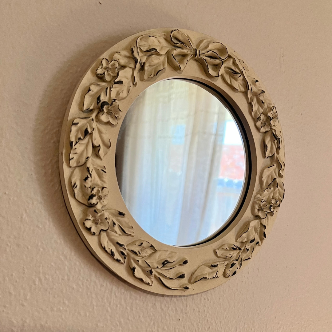 Hanging on wall Antique Round White Mirror (Set of 2) -Pink Pueblo Designs
