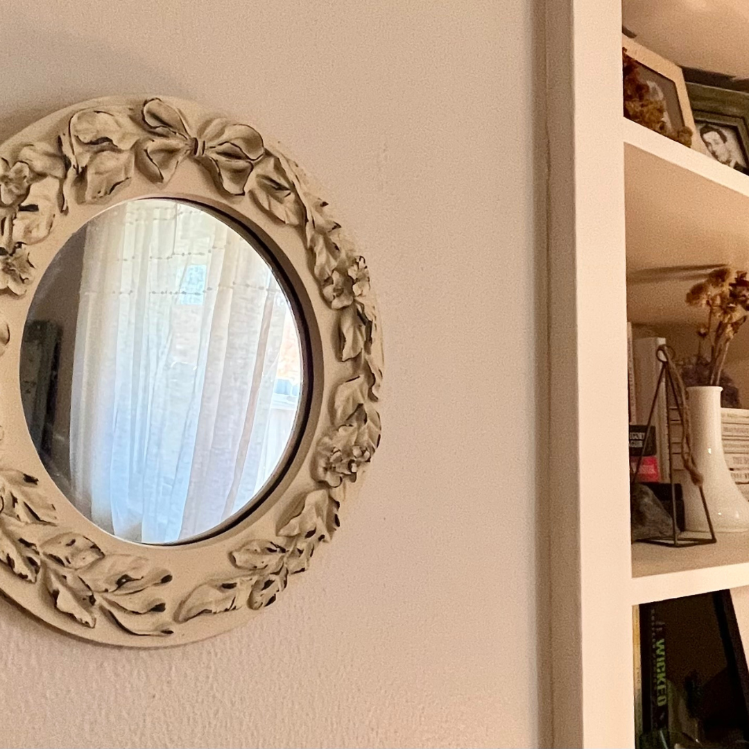 Hanging on wall Antique Round White Mirror (Set of 2) -Pink Pueblo Designs