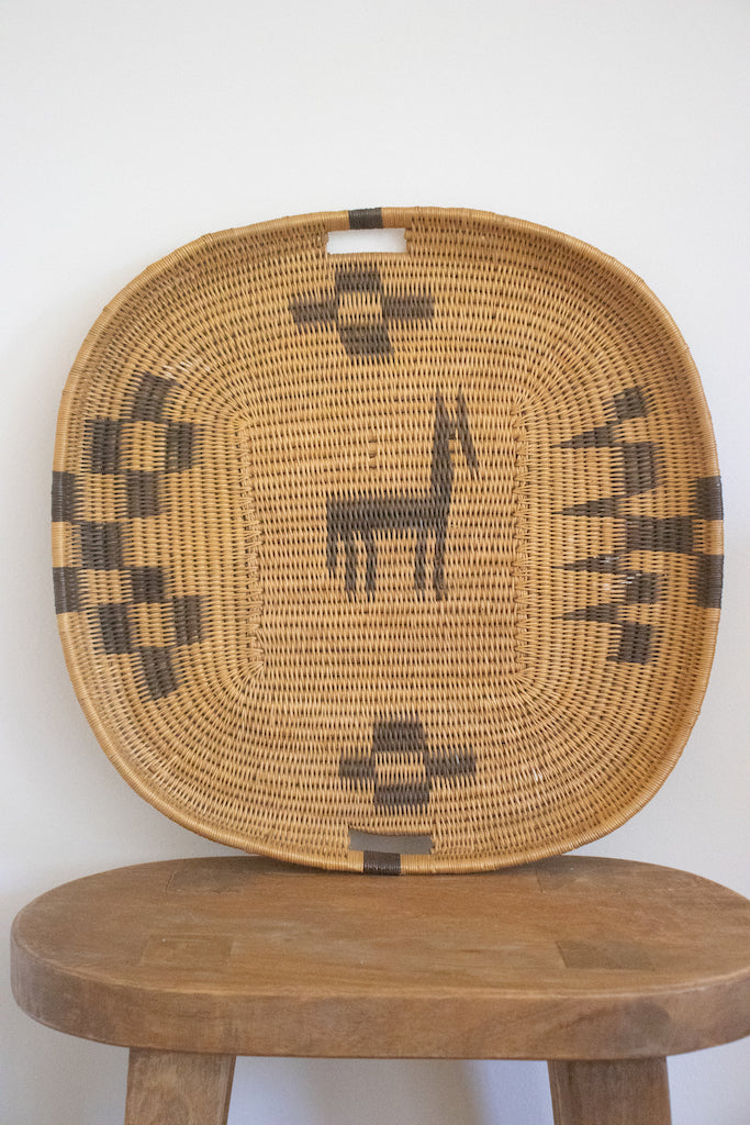 Large Brown Woven Tray- Pink Pueblo Designs