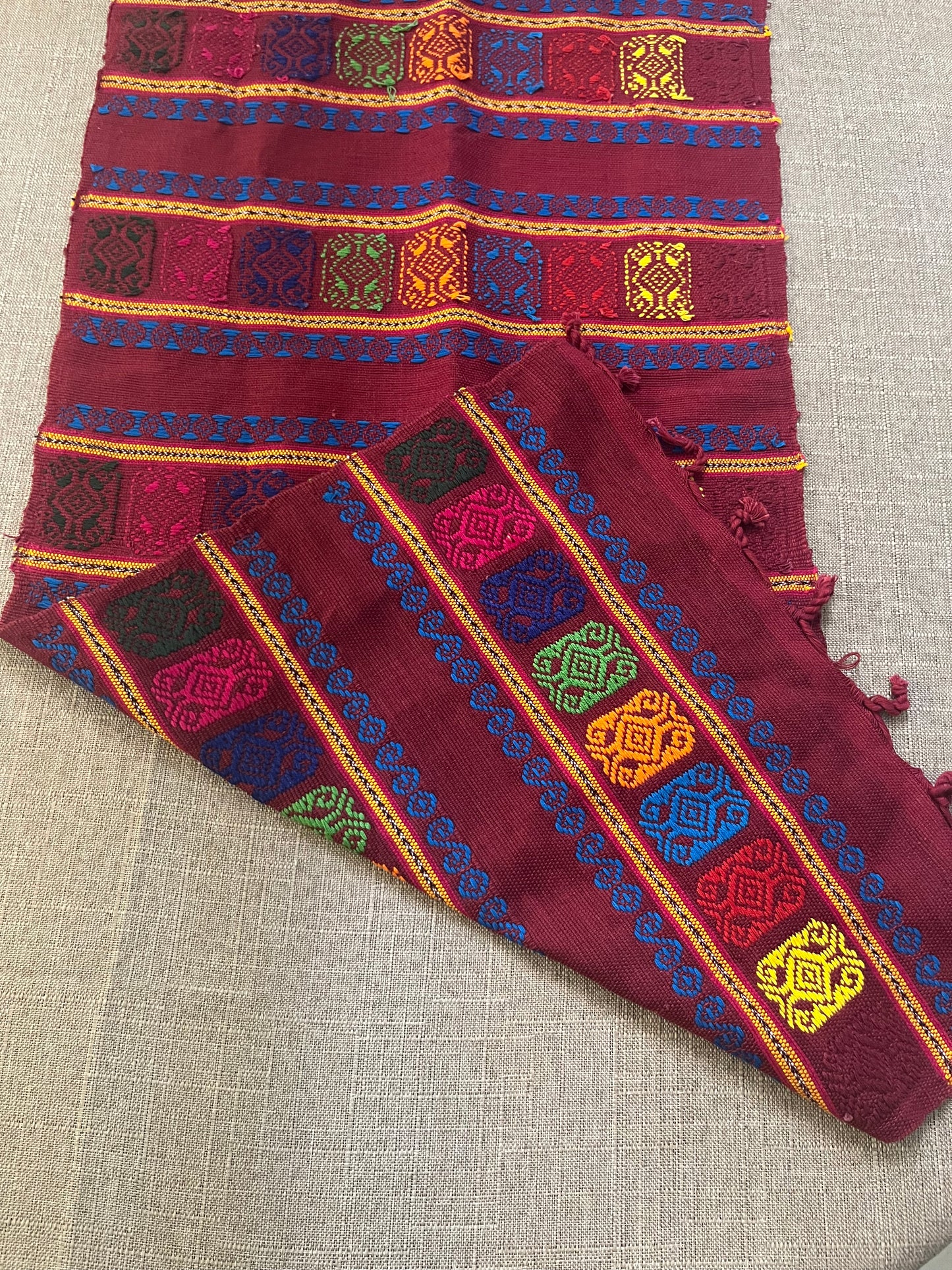 Isla Holbox Table Runner Red close up lifestyle table setting
