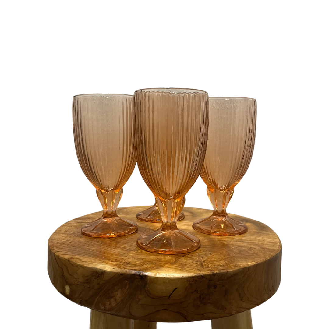 Vintage Pale Pink Large short stemmed goblets
