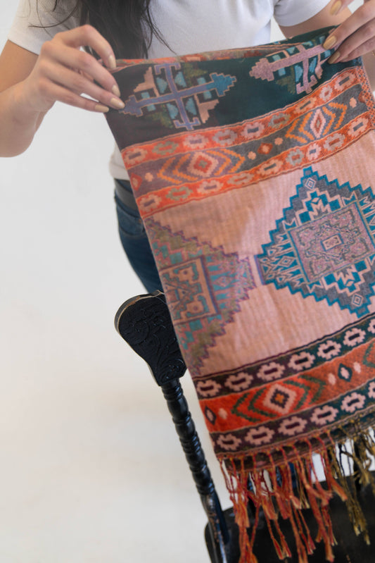 Isla Holbox Silk Table Cloth Decorative Runner- Pink Pueblo Designs