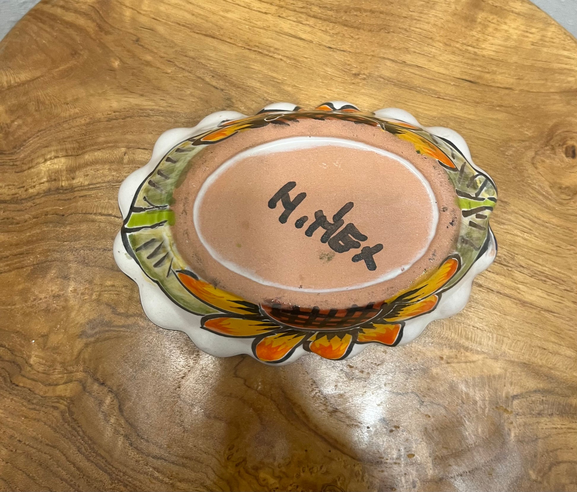 Bottom marking on Sunflower Mexico Pottery Trinket Dish