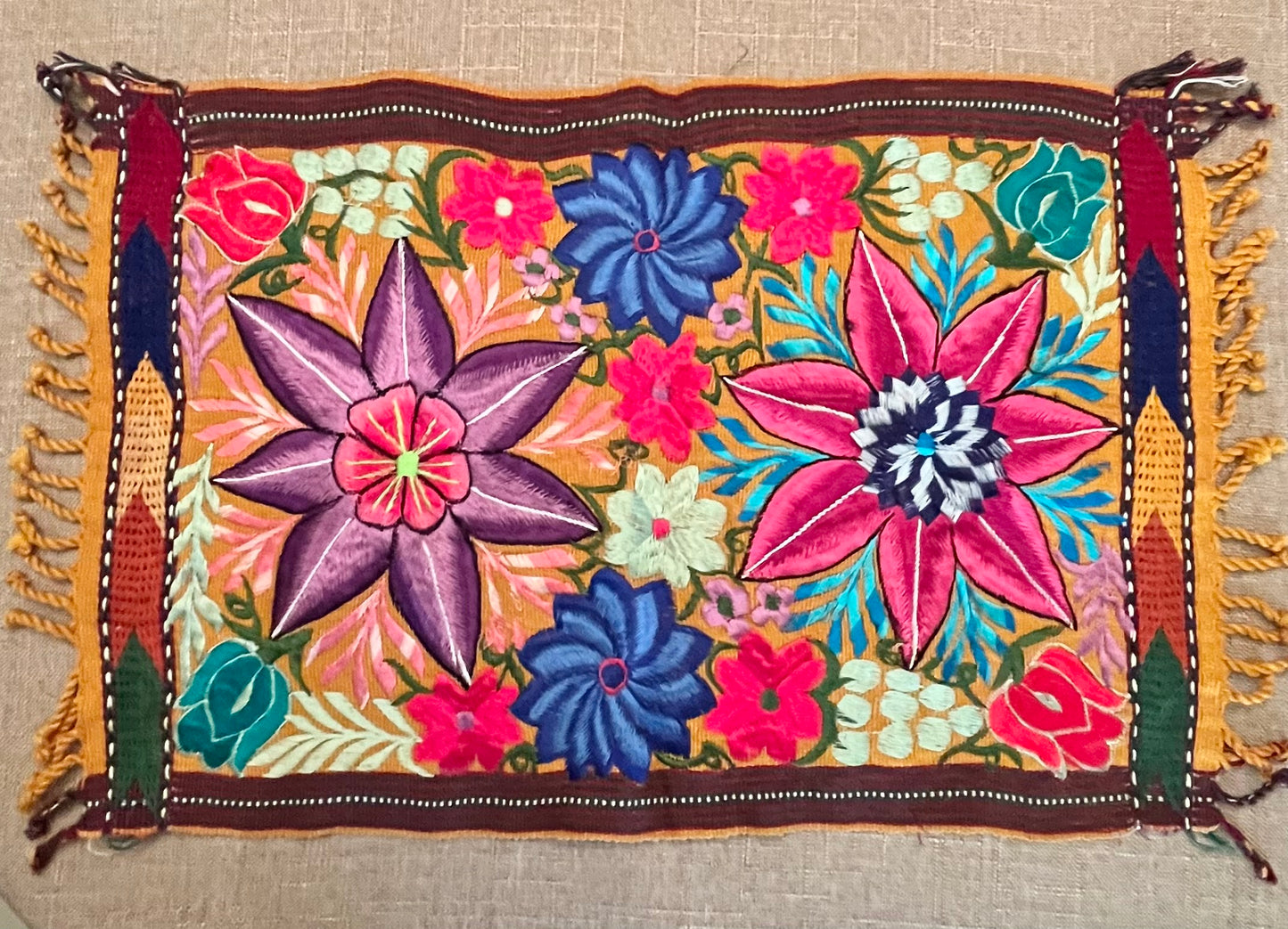 EmbroideredMulticolorFloralPlacemats color style Pink Pueblo 