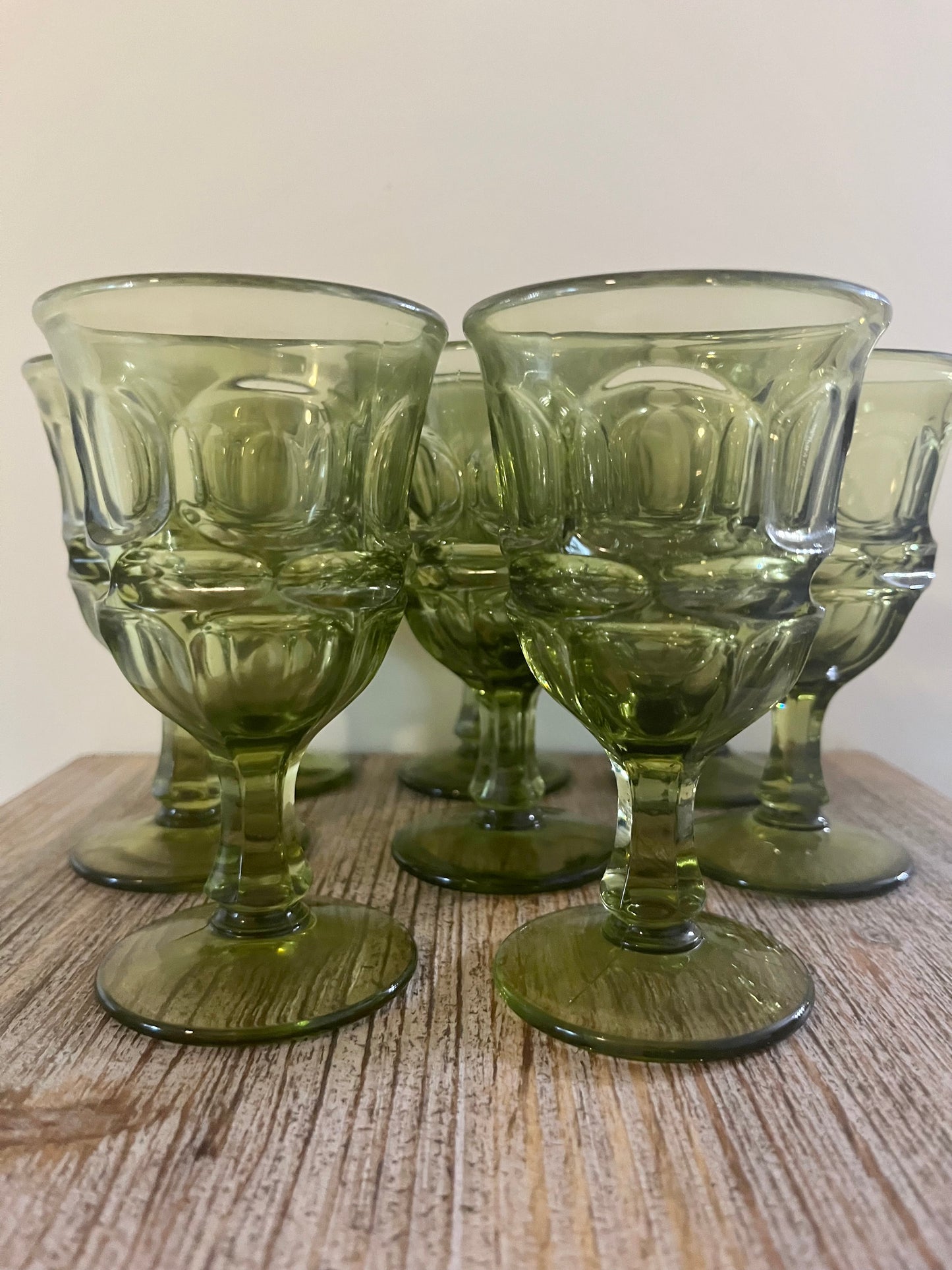 Fostoria Argus Stem Wine Green Glasses Set Of 8 Close up 
