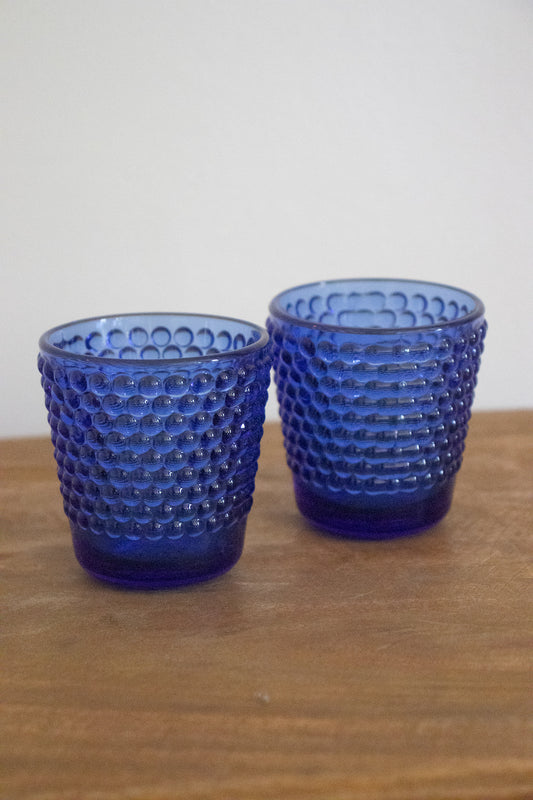 Blue Glass Candle Votives Small (Set of 2)- Pink Pueblo Designs