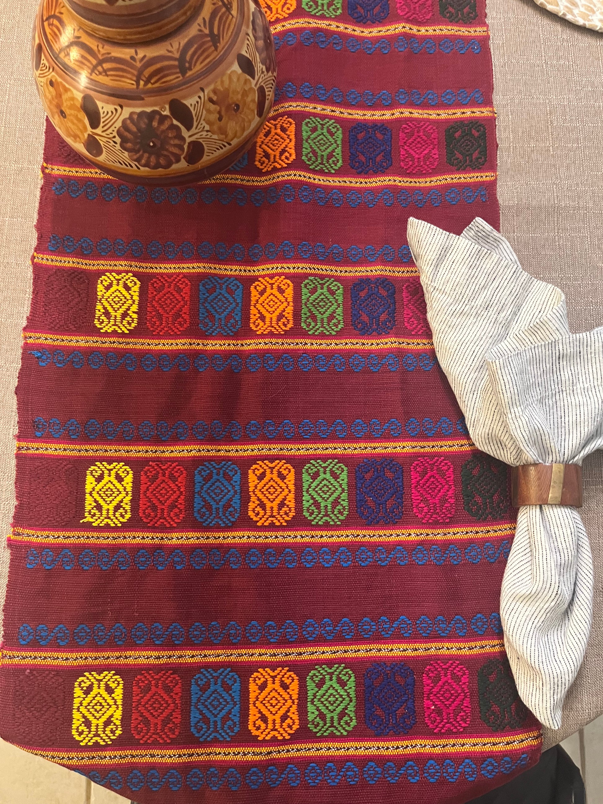 Isla Holbox Table Runner Red  lifestyle table setting