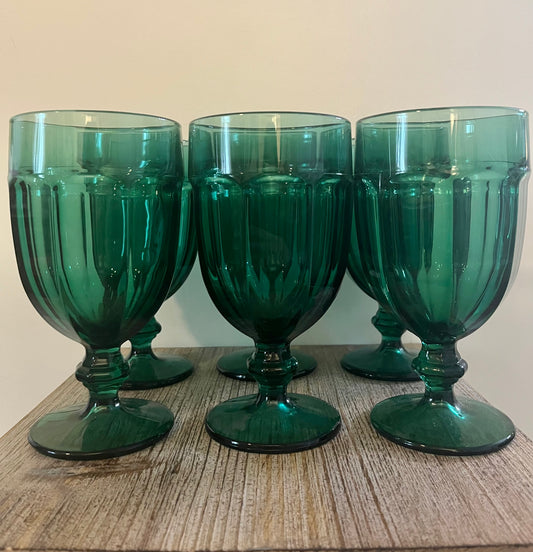 Fostoria Argus Stem Wine Green Glasses Set Of 8