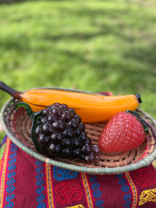 PPD Vintage  glass fruit in basket outside 