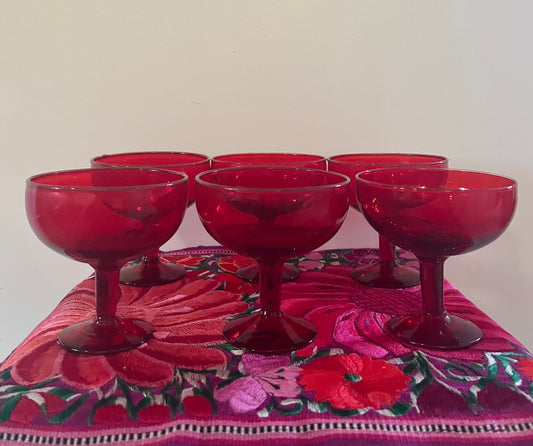 PPD Vintage Red Coupe Glass Set of 6