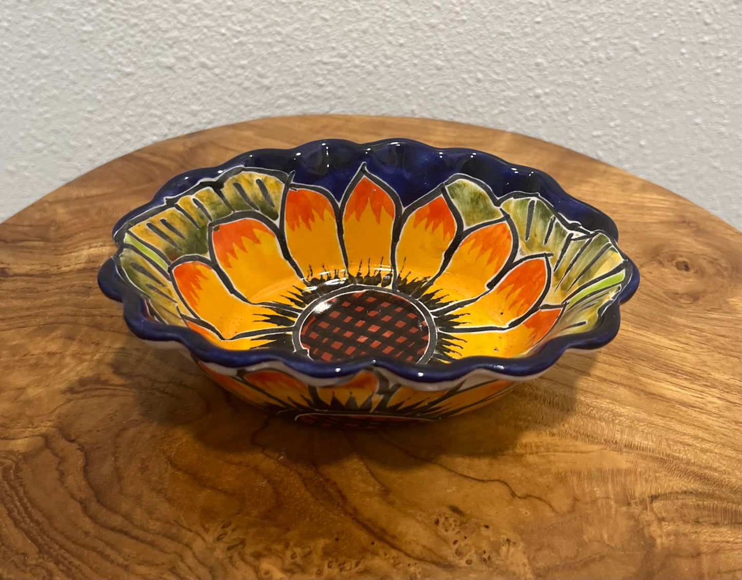 Sunflower Mexico Pottery Trinket Dish empty