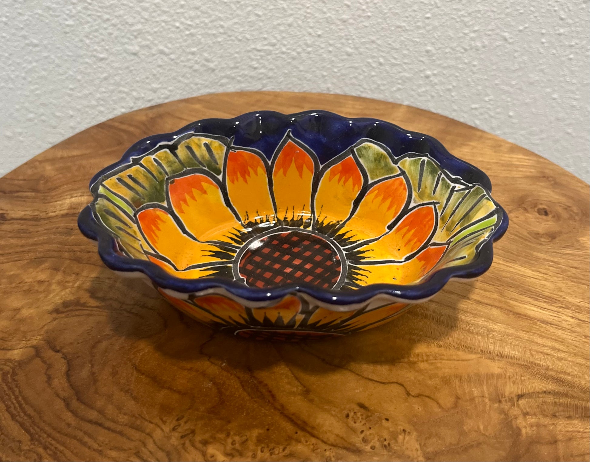 Sunflower Mexico Pottery Trinket Dish empty