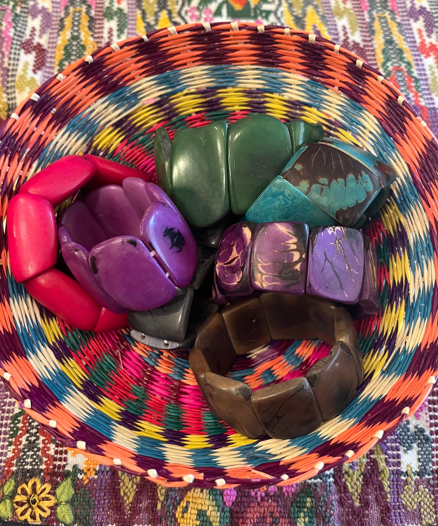 TaguaNutNarrowPlankBracelet-fromEcuadorinmulticoloredbaske